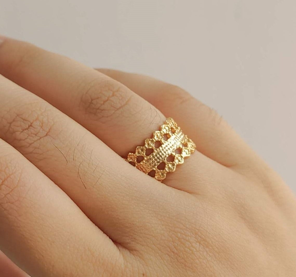 TFC 24K  Imperial Corona Gold Plated Ring