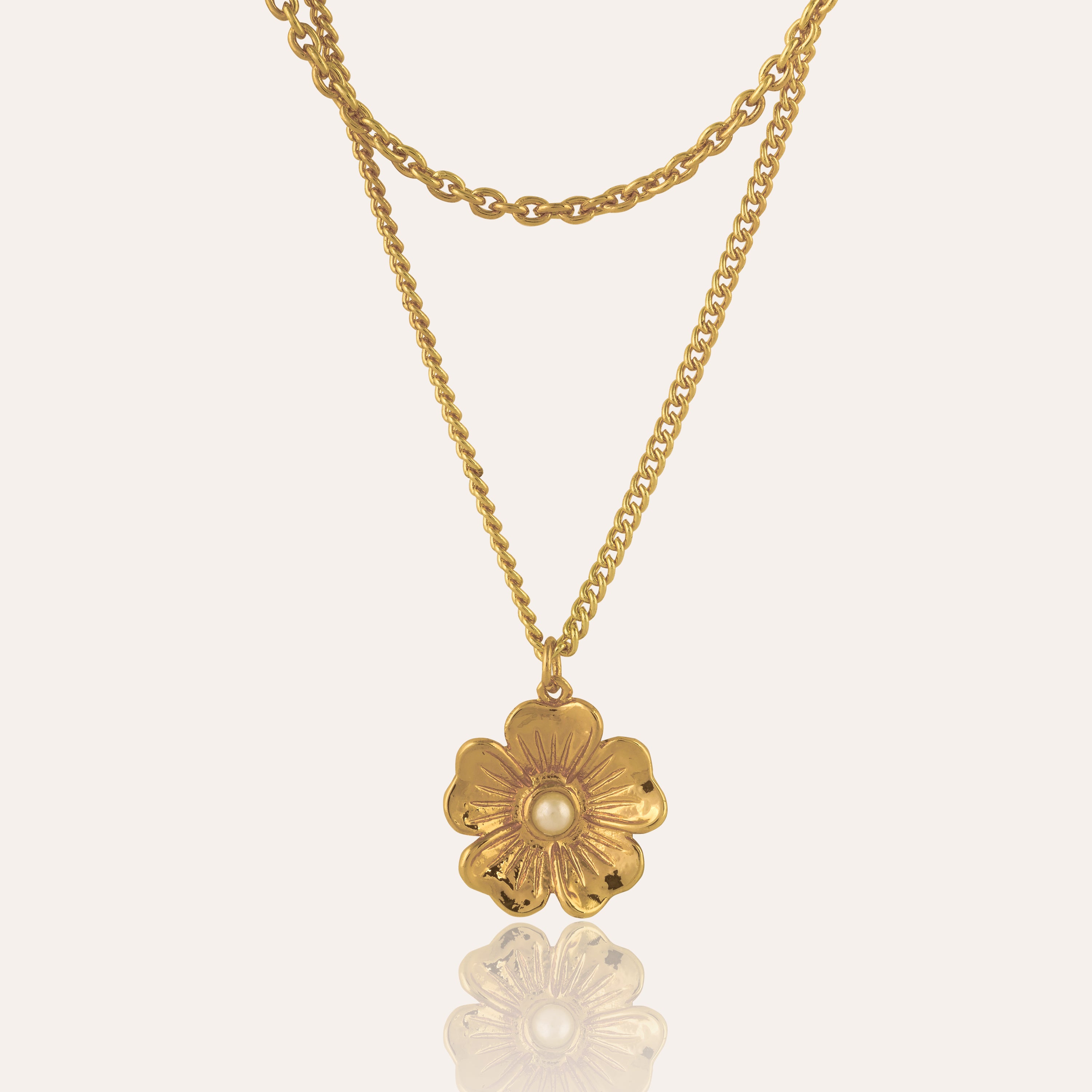 TFC Layered Chain Floral Gold Plated Necklace-Enhance your elegance with our collection of gold-plated necklaces for women. Choose from stunning pendant necklaces, chic choker necklaces, and trendy layered necklaces. Our sleek and dainty designs are both affordable and anti-tarnish, ensuring lasting beauty. Enjoy the cheapest fashion jewellery, lightweight and stylish- only at The Fun Company