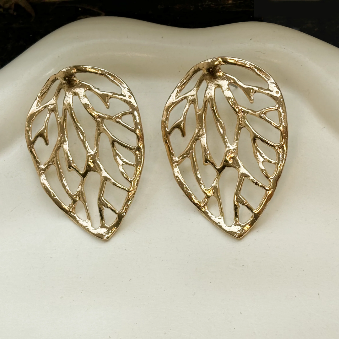 TFC Leaf Petal Gold Plated Stud Earrings