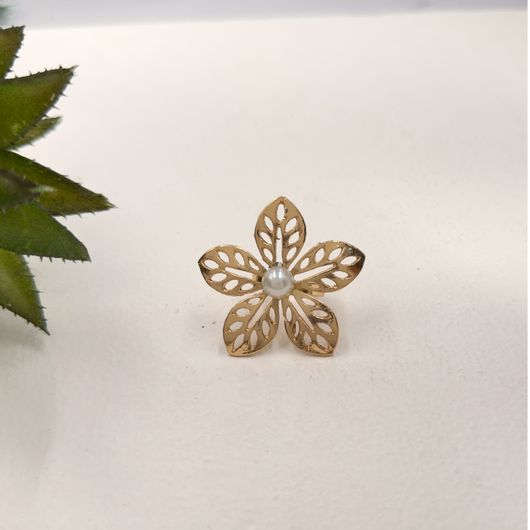 TFC Leafy Flower Gold Plated Adjustable Ring