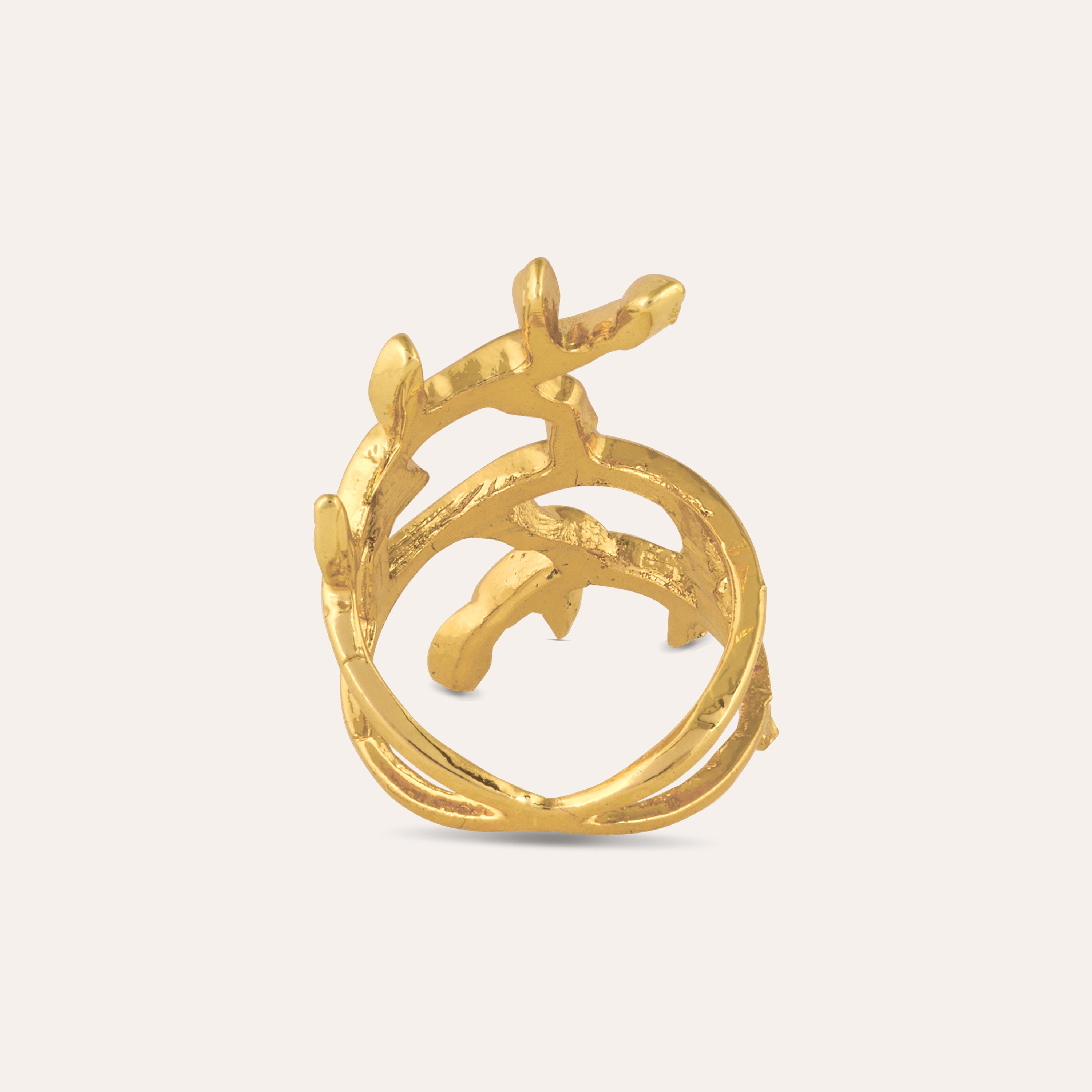 TFC Leafy Statement Gold Plated Adjustable Ring
