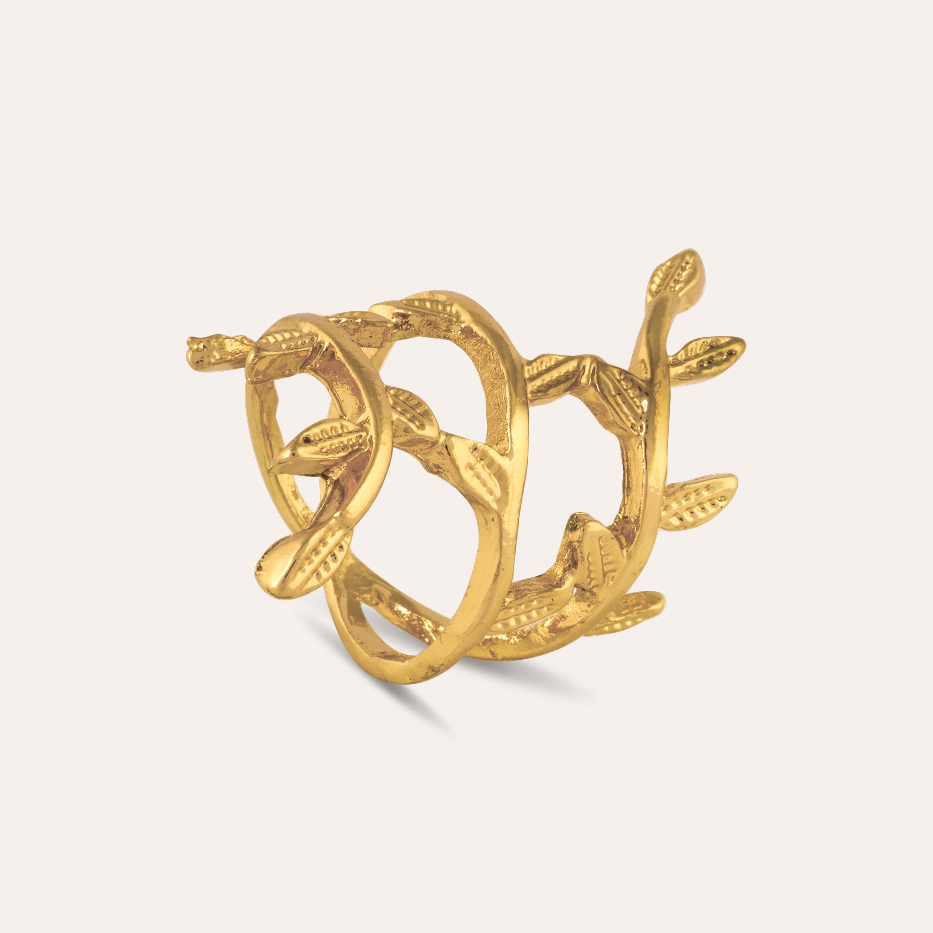TFC Leafy Statement Gold Plated Adjustable Ring
