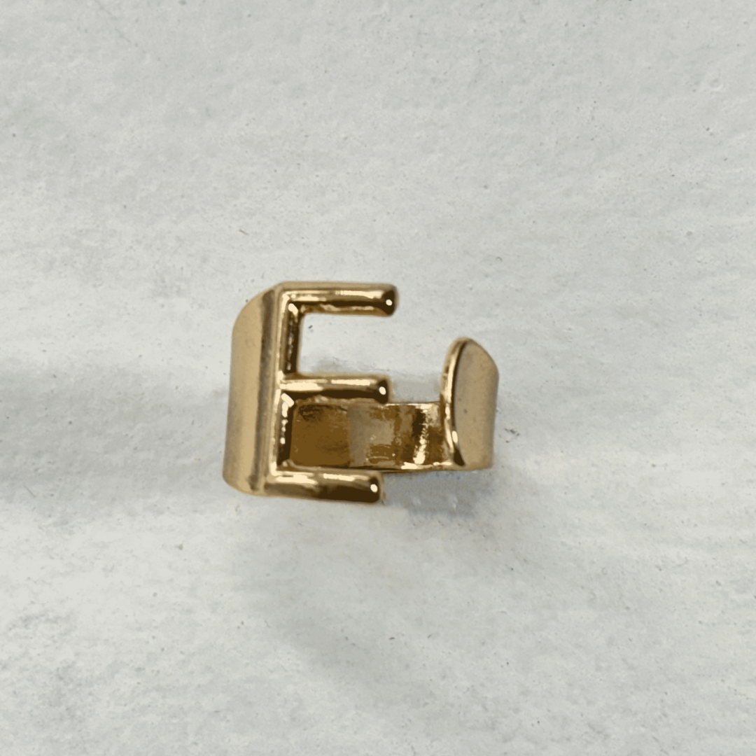 TFC Letter- E Gold Plated Adjustable Ring