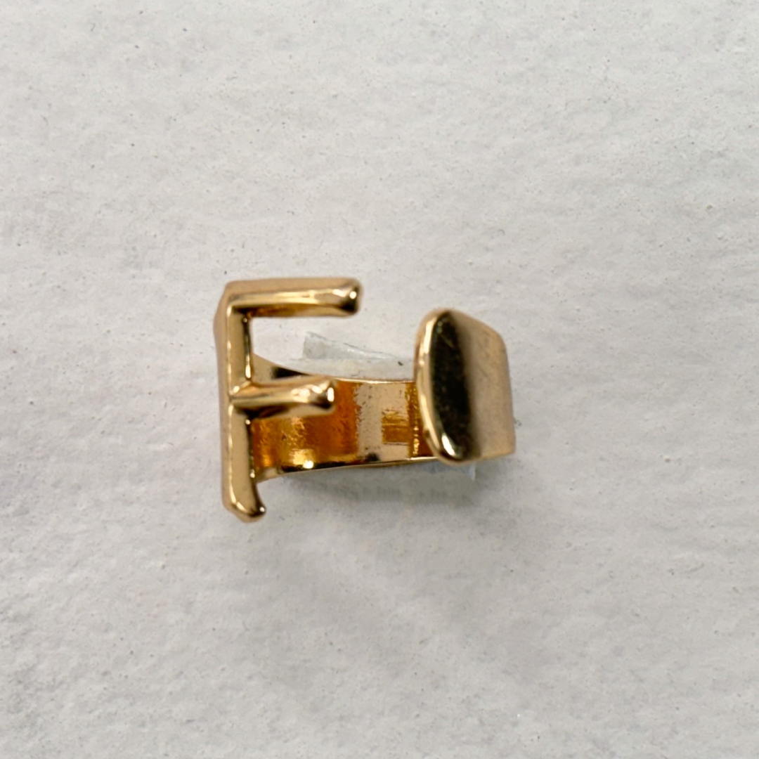 TFC Letter- F Gold Plated Adjustable Ring