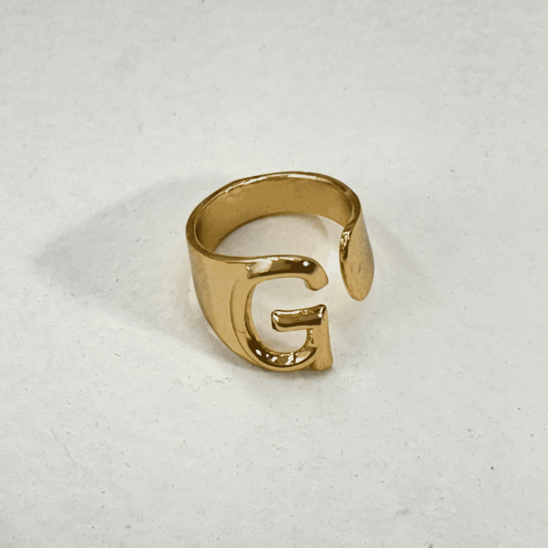 TFC Letter- G Gold Plated Adjustable Ring