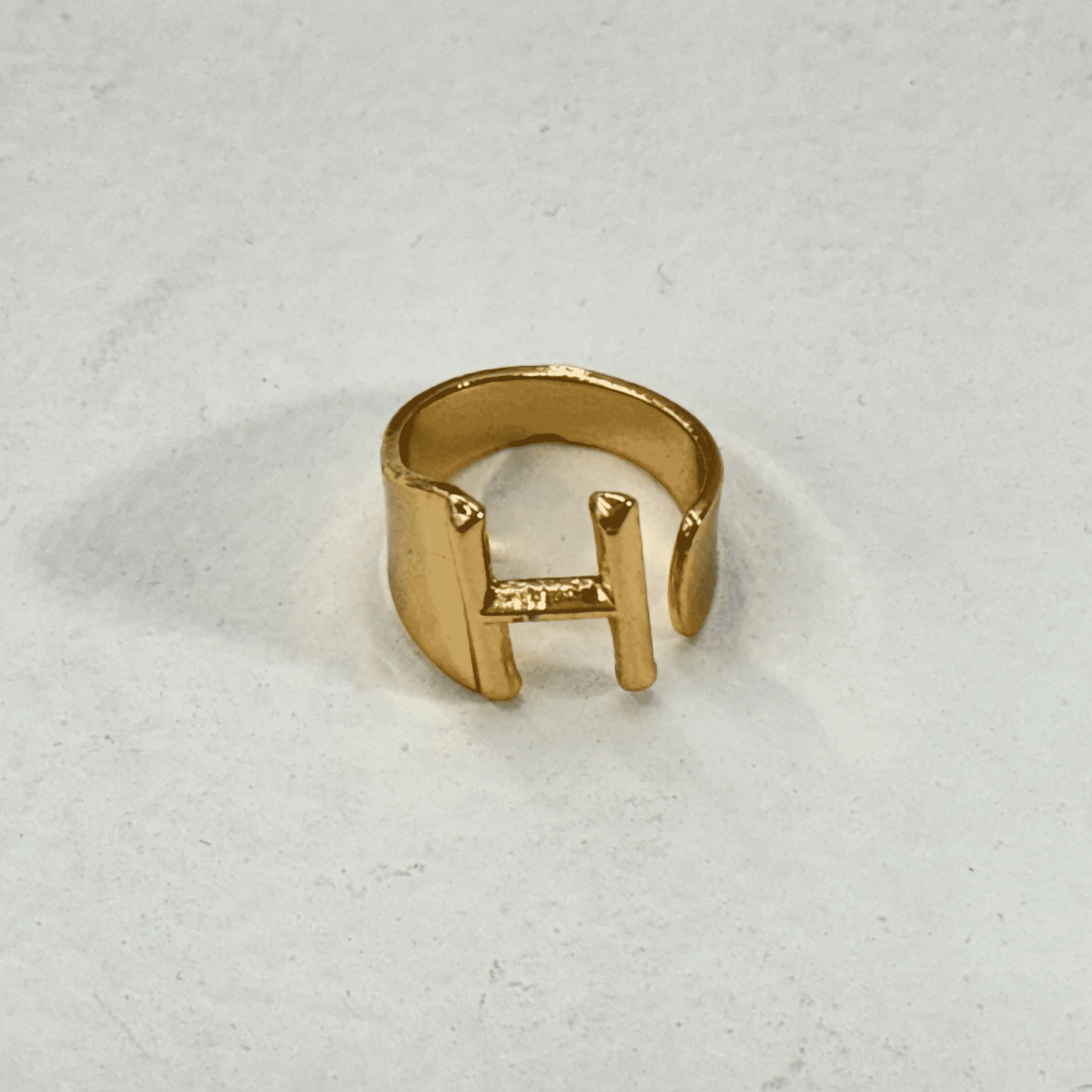 TFC Letter- H Gold Plated Adjustable Ring