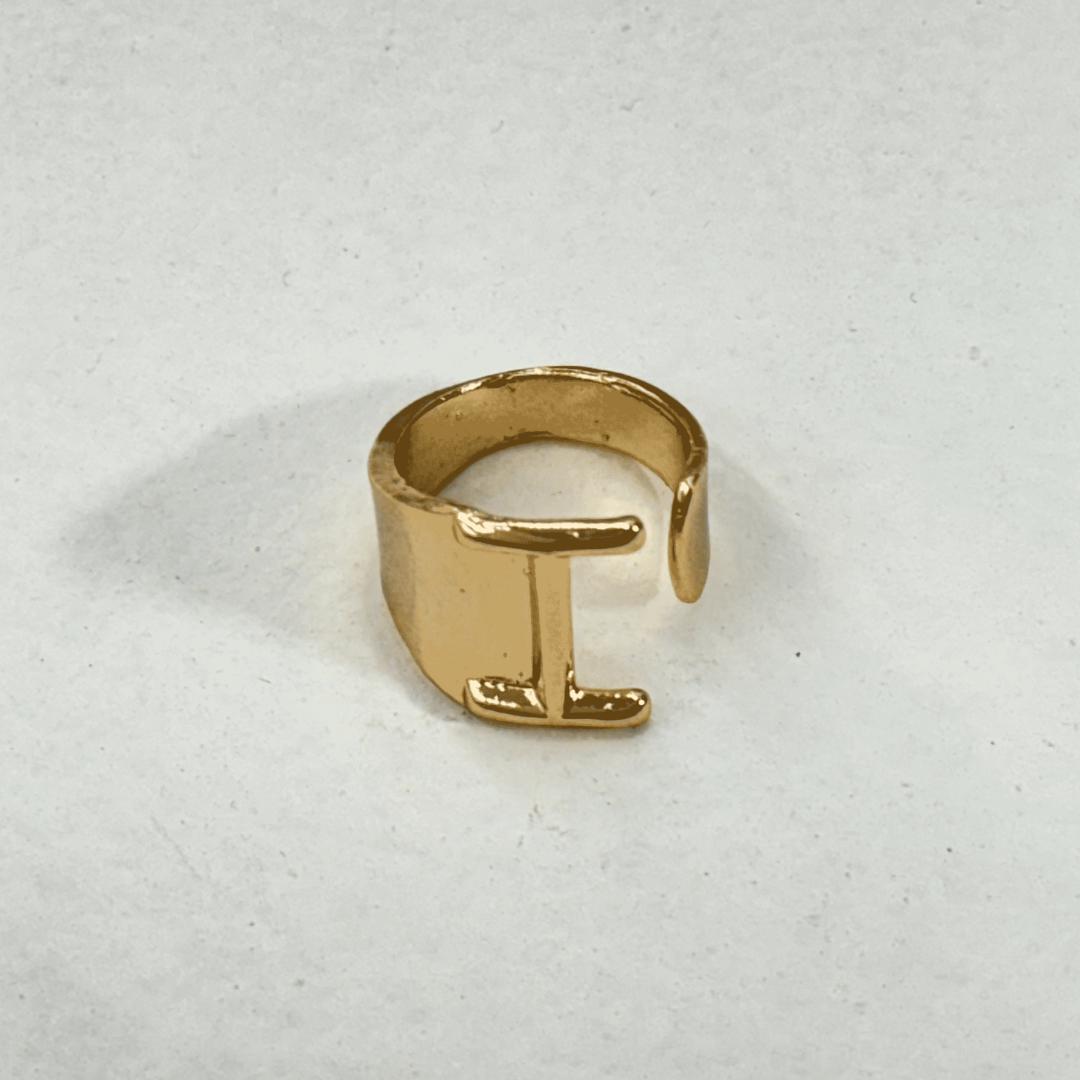 TFC Letter- I Gold Plated Adjustable Ring