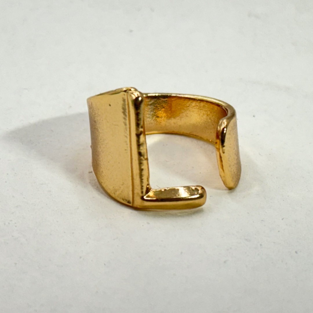 TFC Letter- L Gold Plated Adjustable Ring