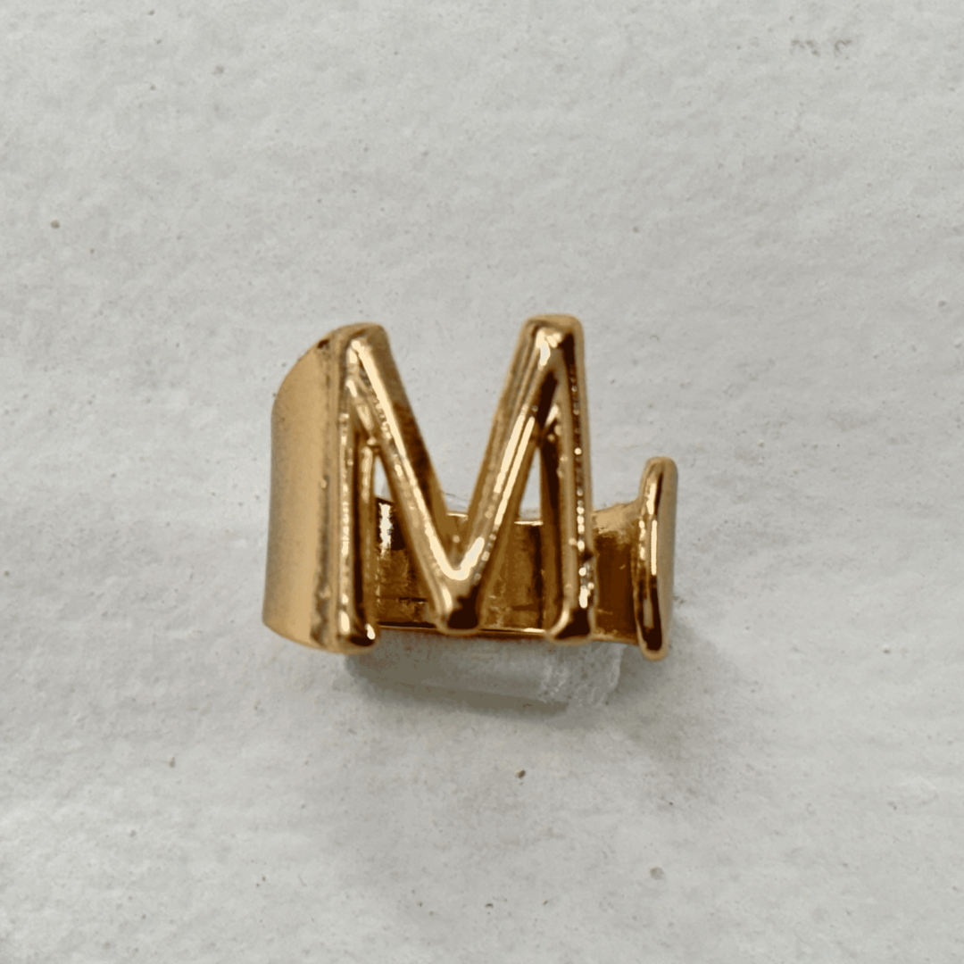 TFC Letter- M Gold Plated Adjustable Ring