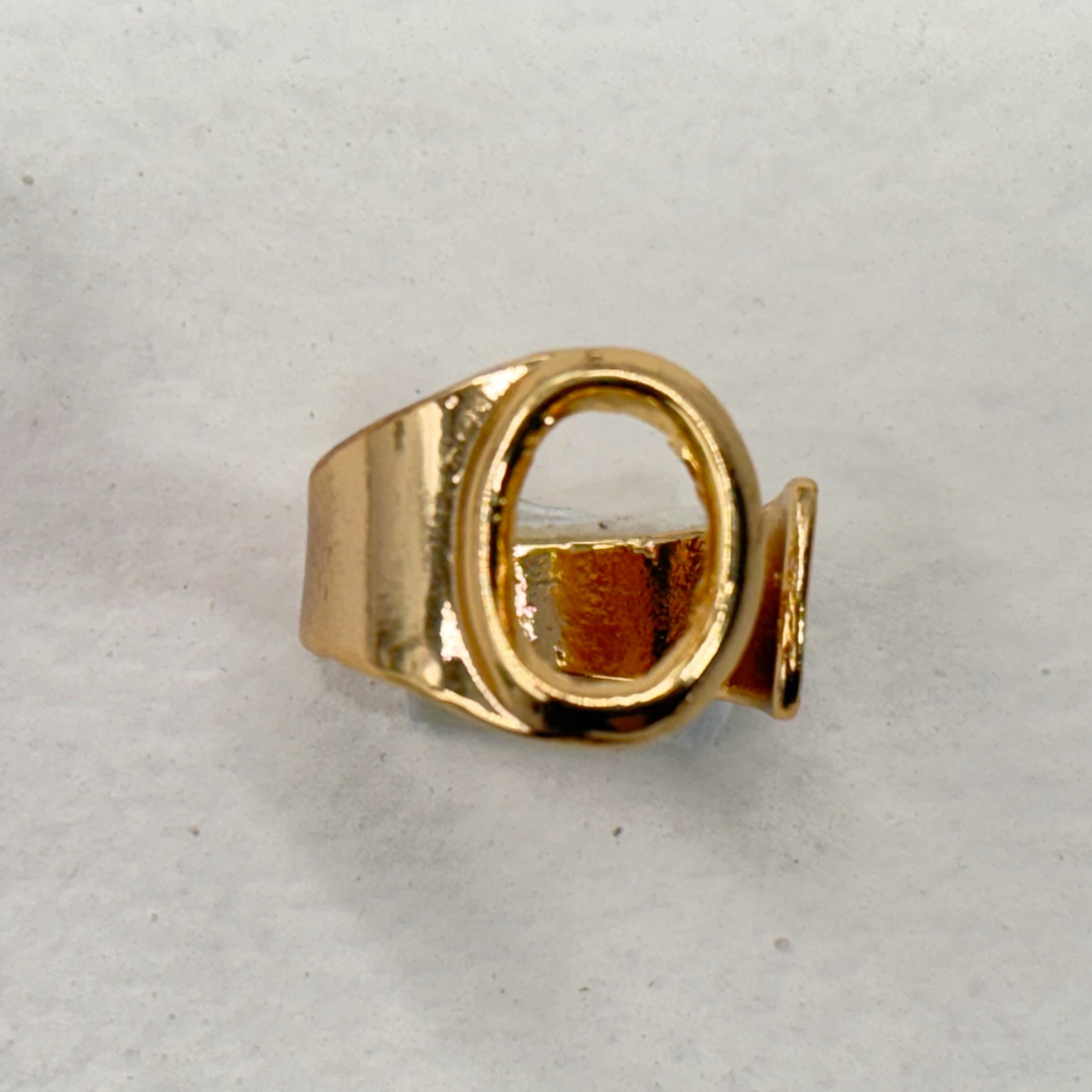 TFC Letter- O Gold Plated Adjustable Ring