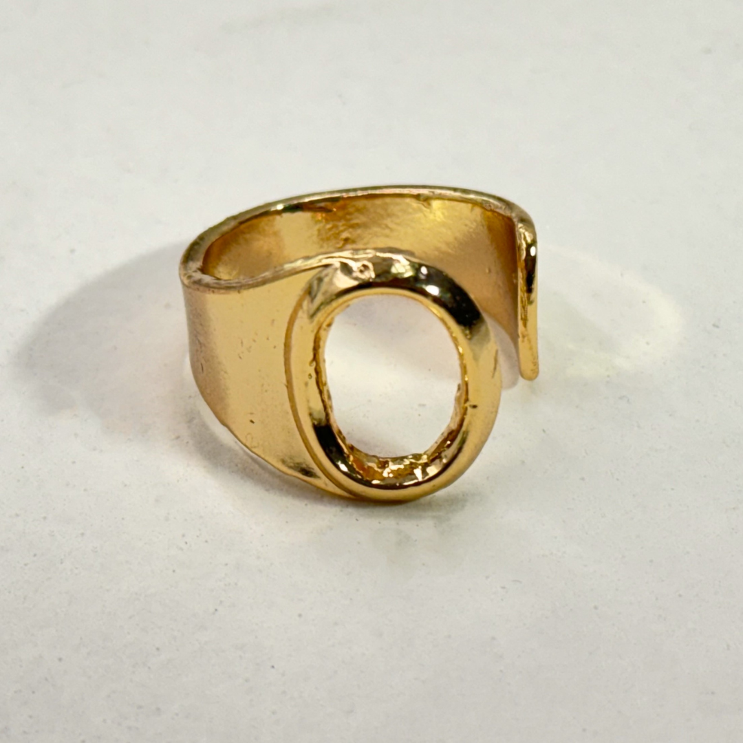 TFC Letter- O Gold Plated Adjustable Ring
