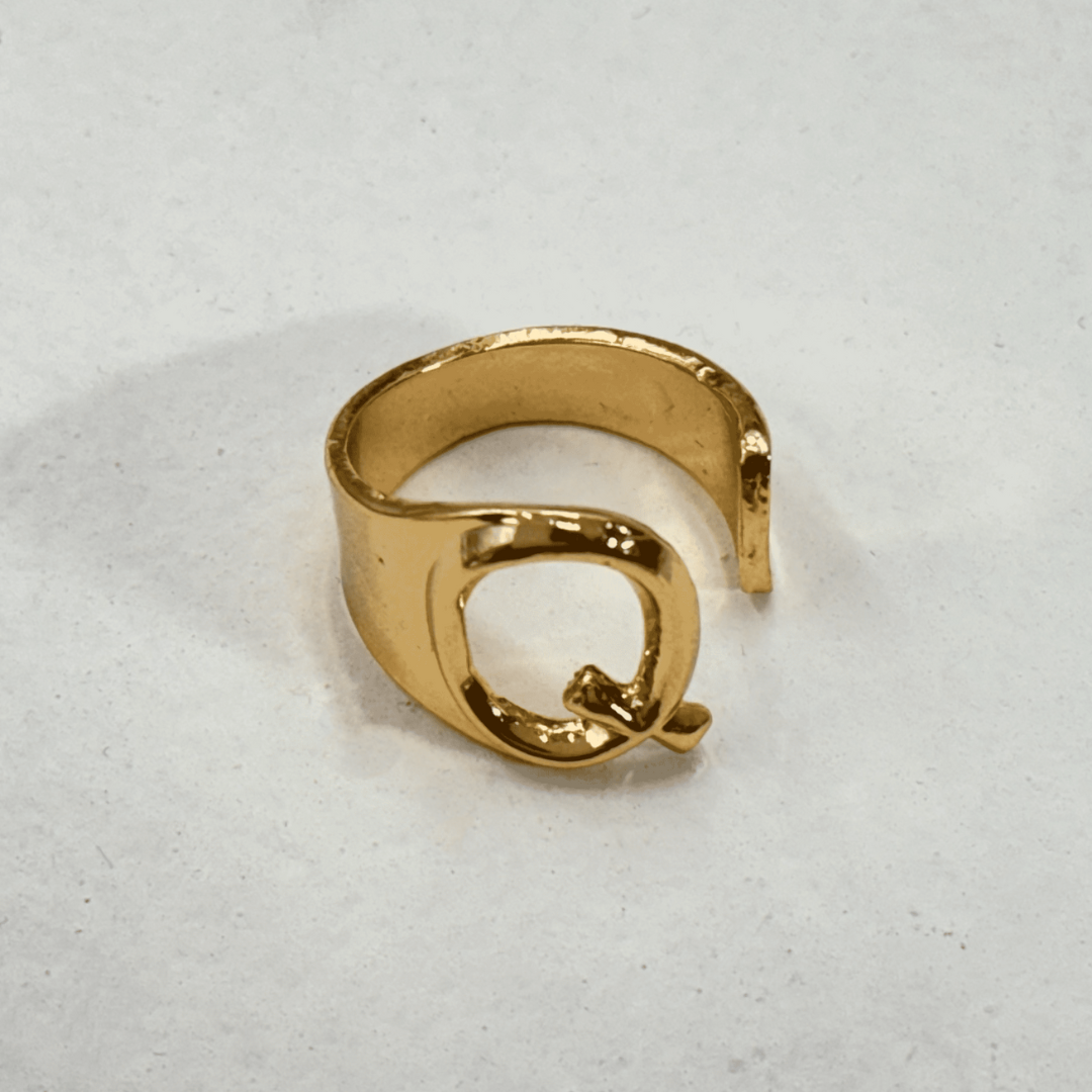 TFC Letter- Q Gold Plated Adjustable Ring