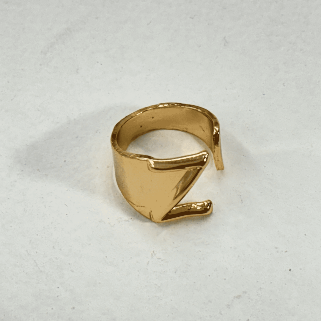 TFC Letter- Z  Gold Plated Adjustable Ring