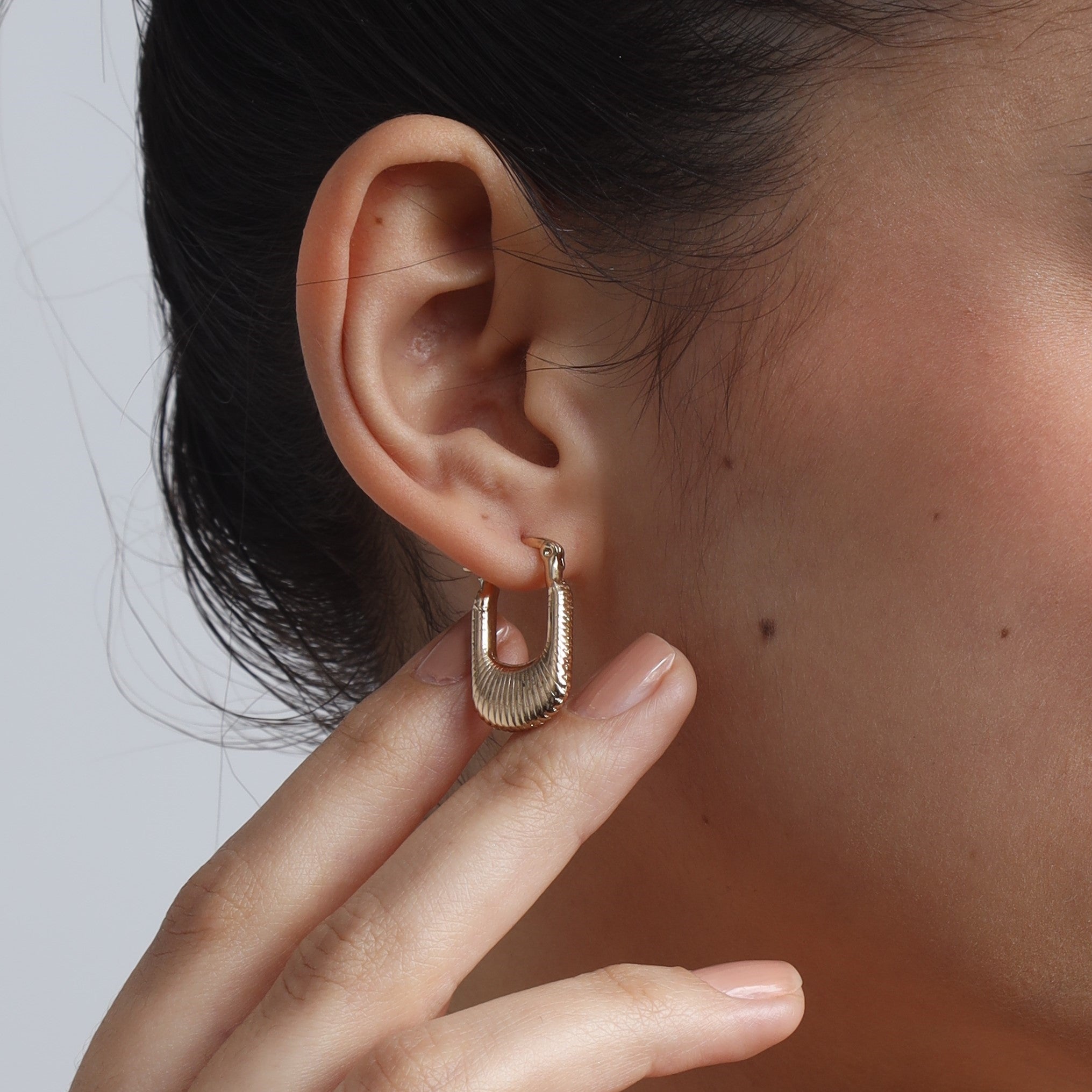 TFC Linear Luxe Gold Plated Hoop Earrings