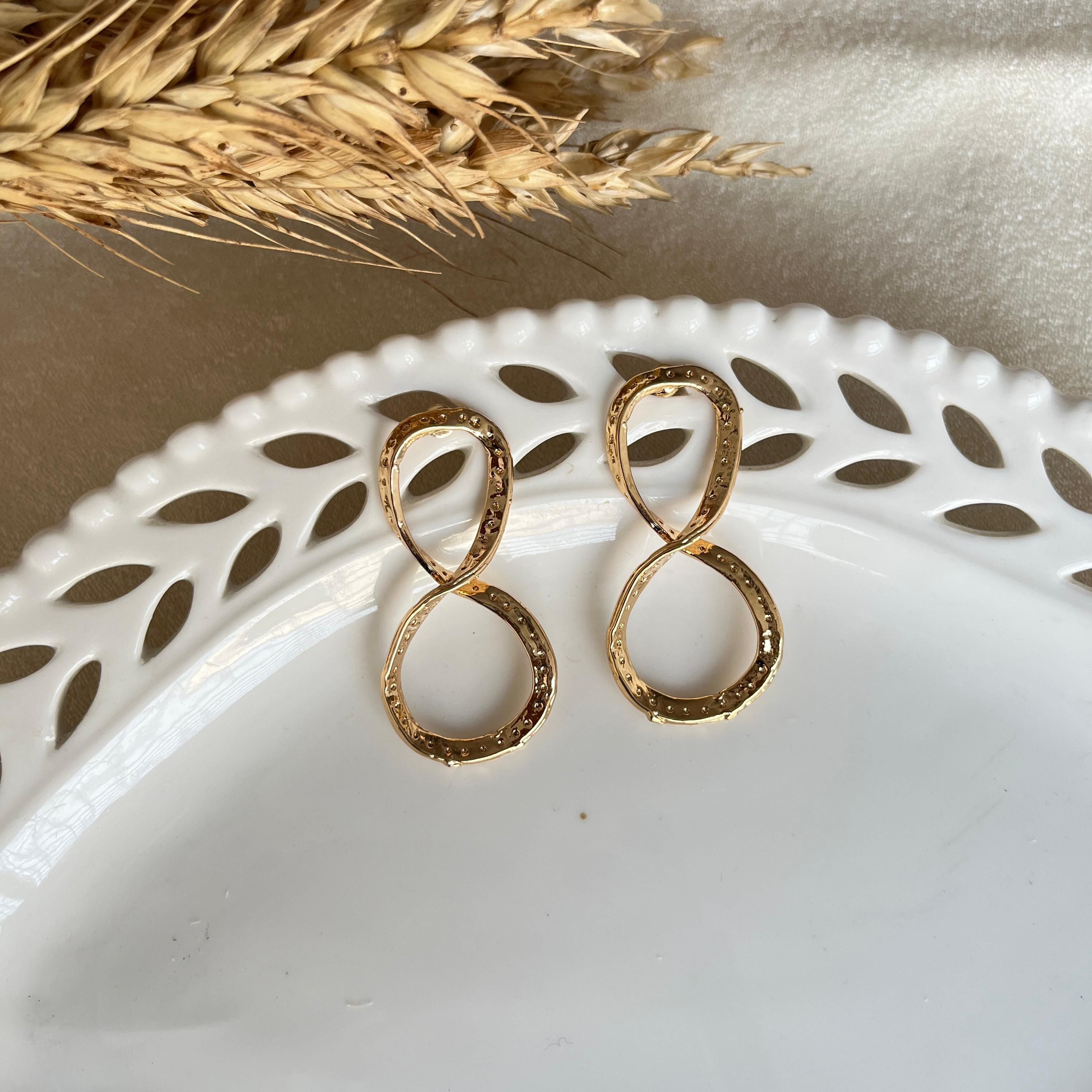 TFC Loop Gold Plated Dangler Earrings