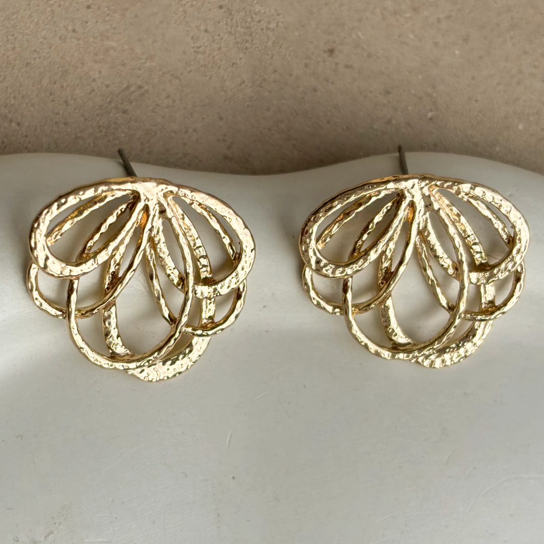 TFC Lotus Gold Plated Stud Earrings