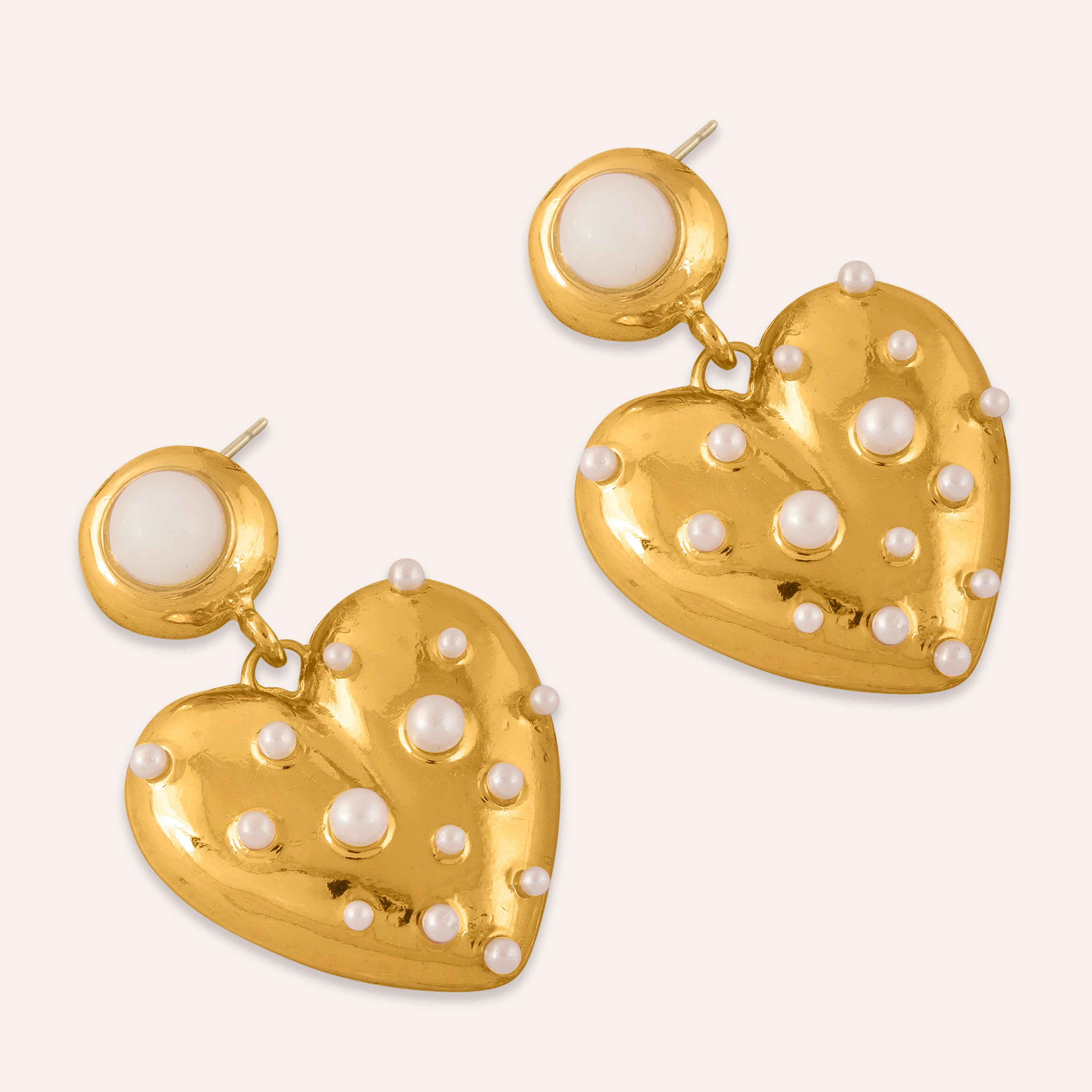 TFC 18K Love Bump Gold Plated Dangler Earrings