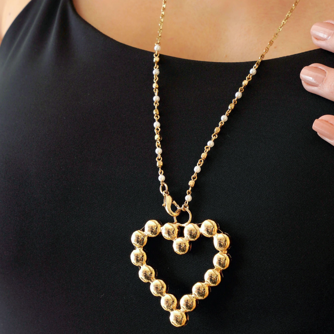 TFC Darling Heart Gold Plated Long Pendant Necklace