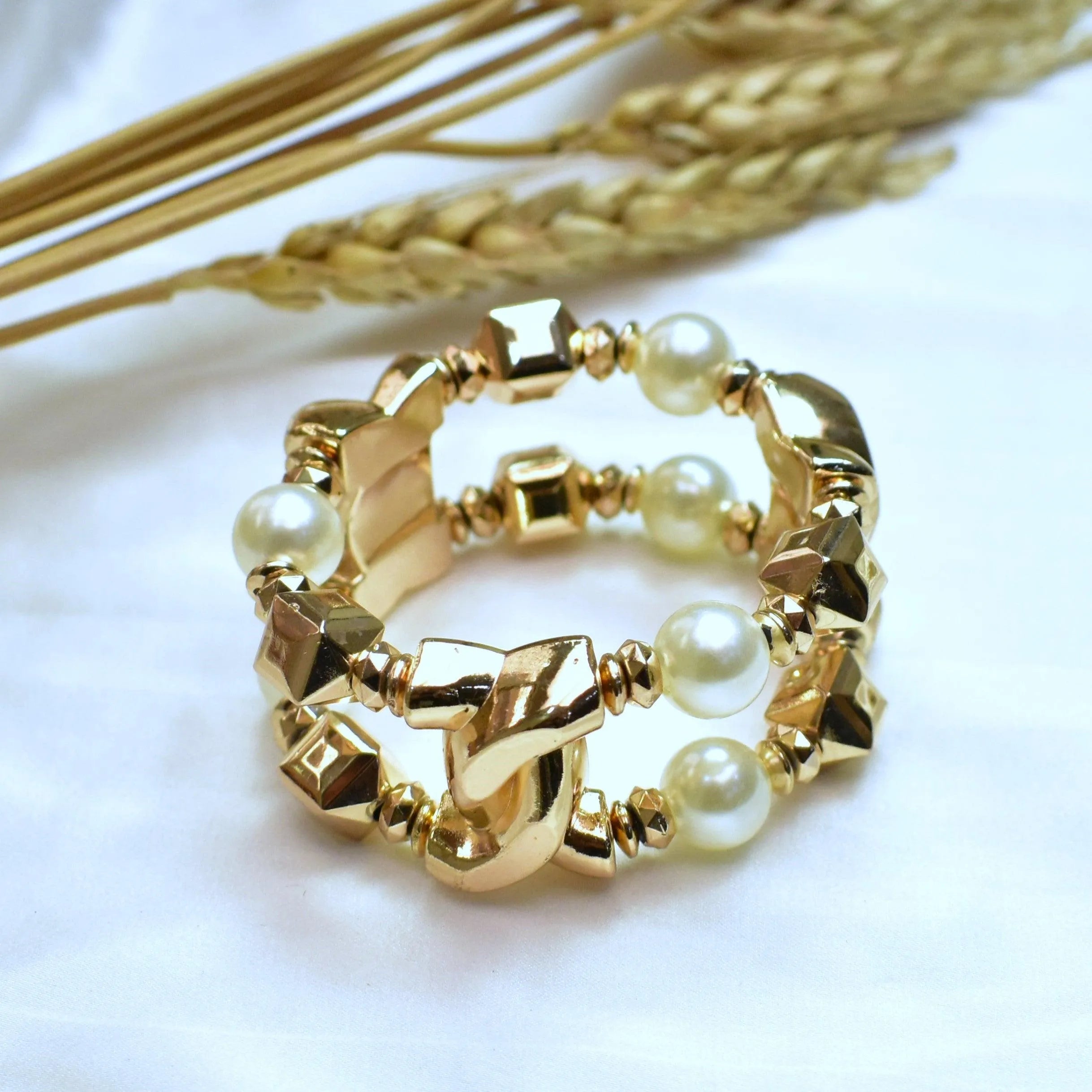 TFC Luxurious Pearl Gold Plated Adjustable Bracelet