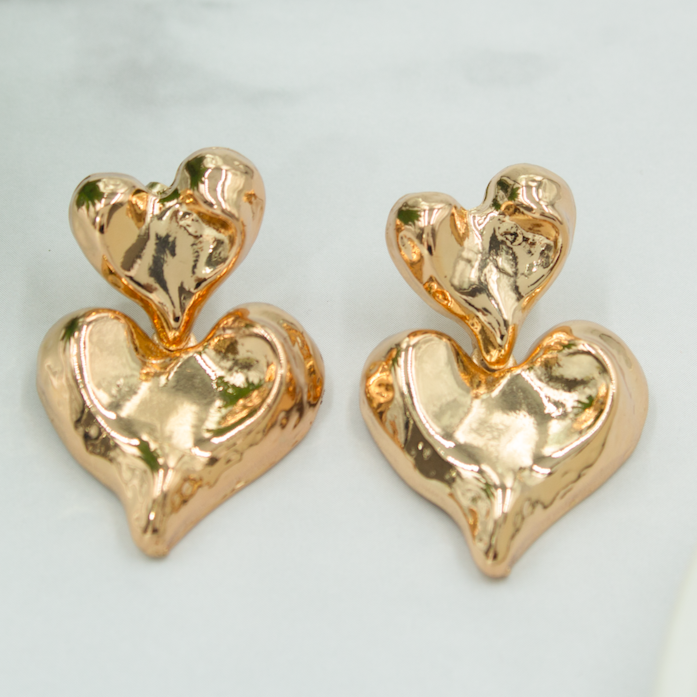 TFC 18K Molten Heart Gold Plated Dangler Earrings