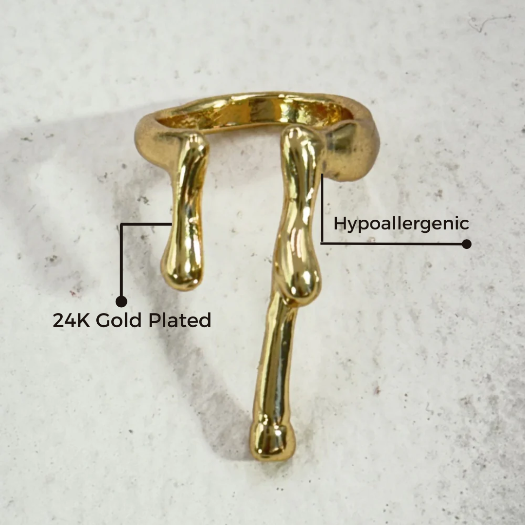 TFC 24K Molten Lava Gold Plated Adjustable Ring