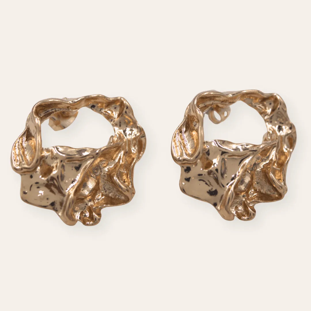 TFC Molten Metal Bold Gold Plated Stud Earrings