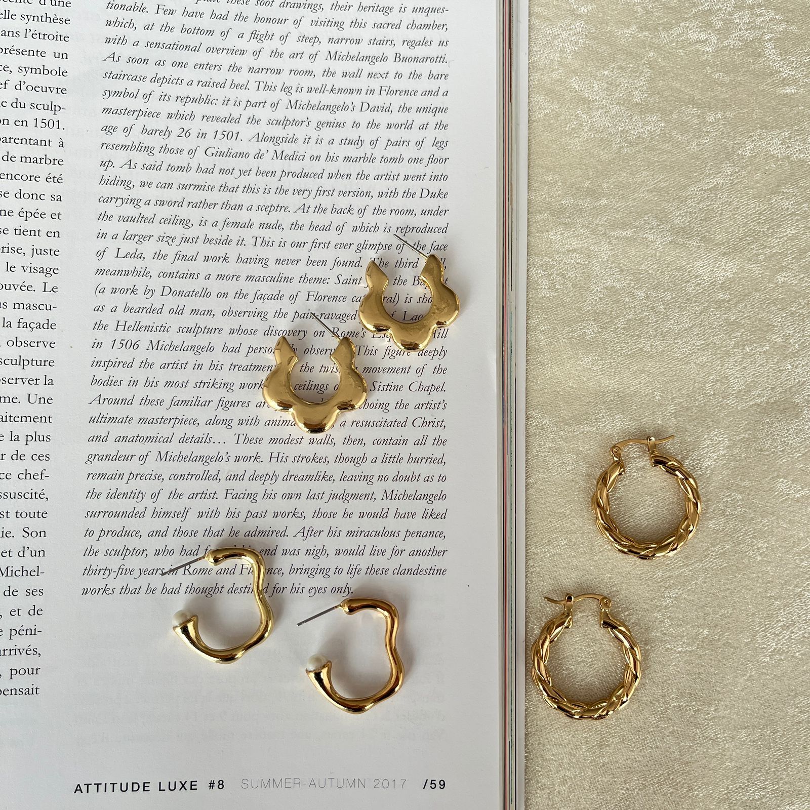 TFC Cute Daisy Multi-Earrings Gold Plated Hoops Combo Set