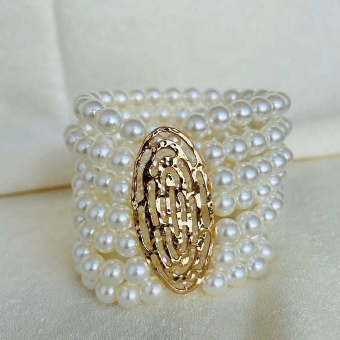 TFC Multi-pearl Gold Plated Stacked Bracelet
