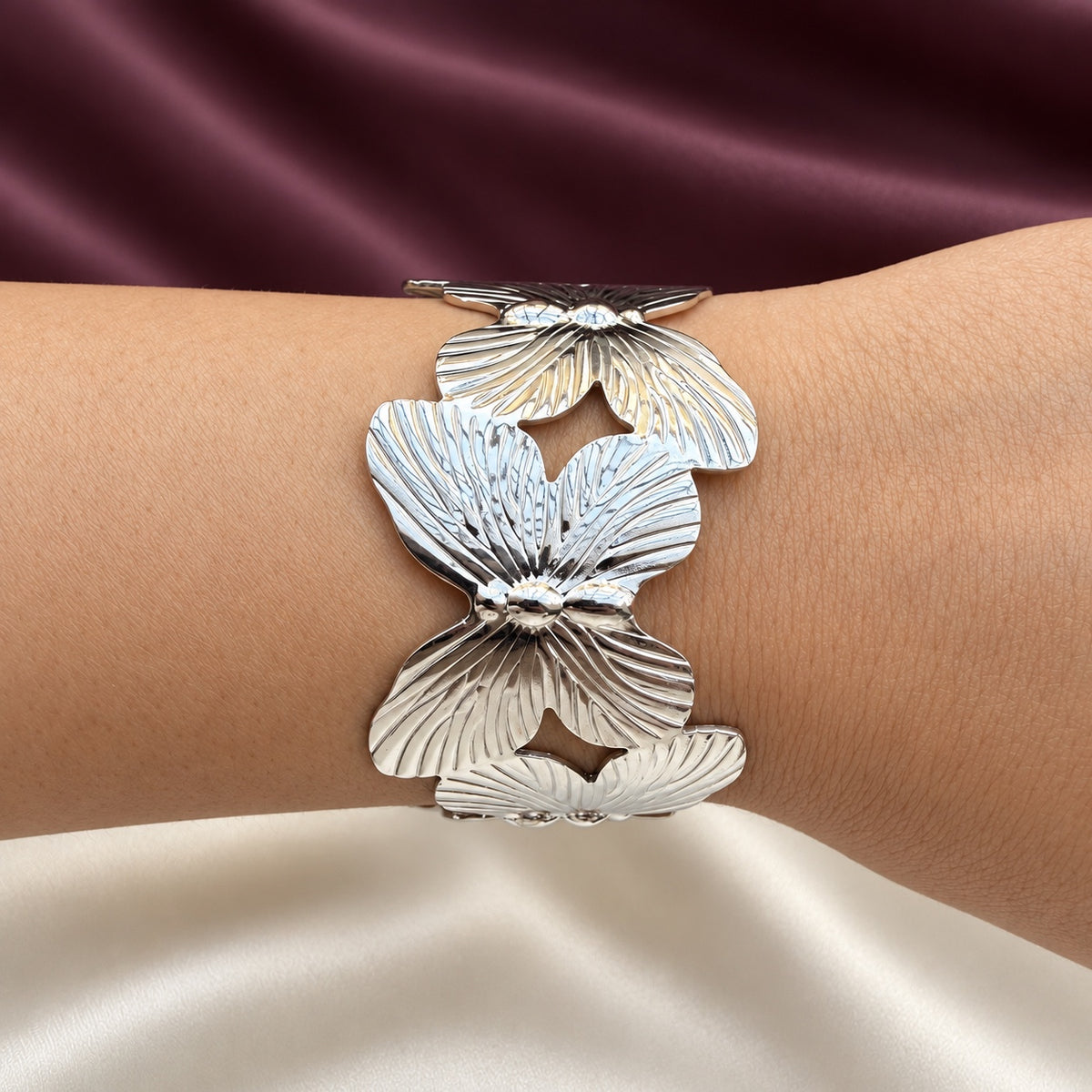 TFC Adjustable Butterfly Silver Plated Cuff Bracelet
