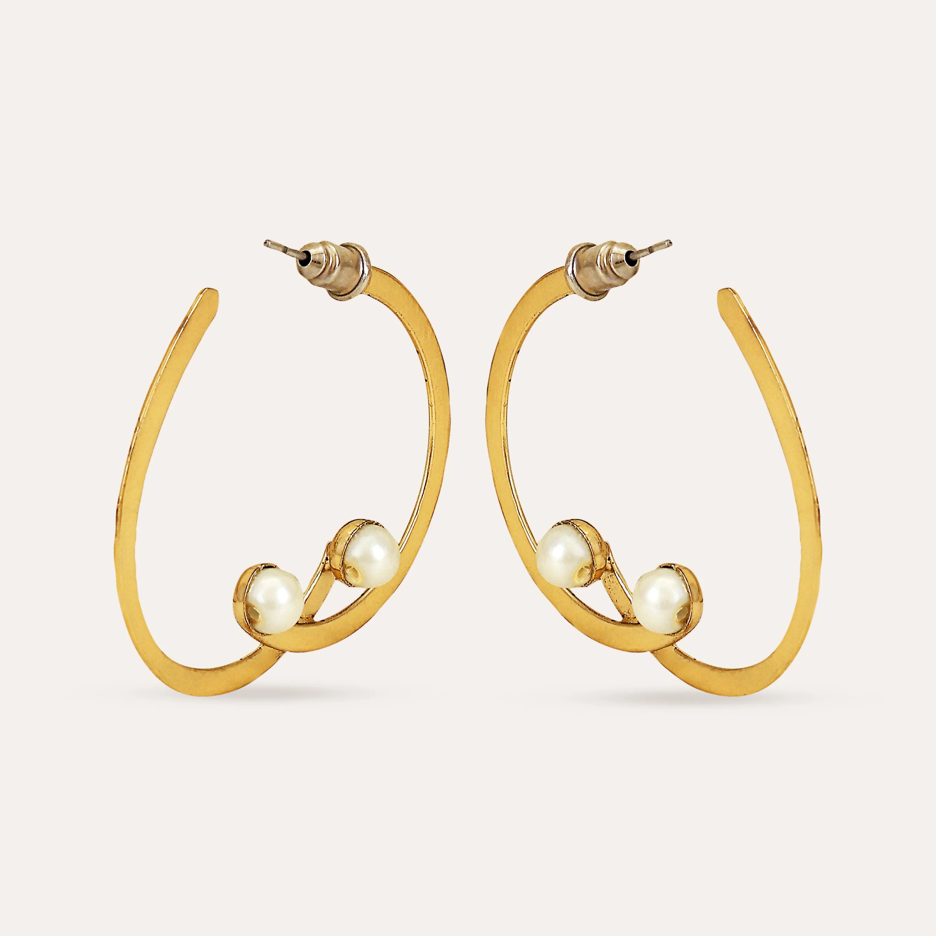 14k pearl deals hoop earrings