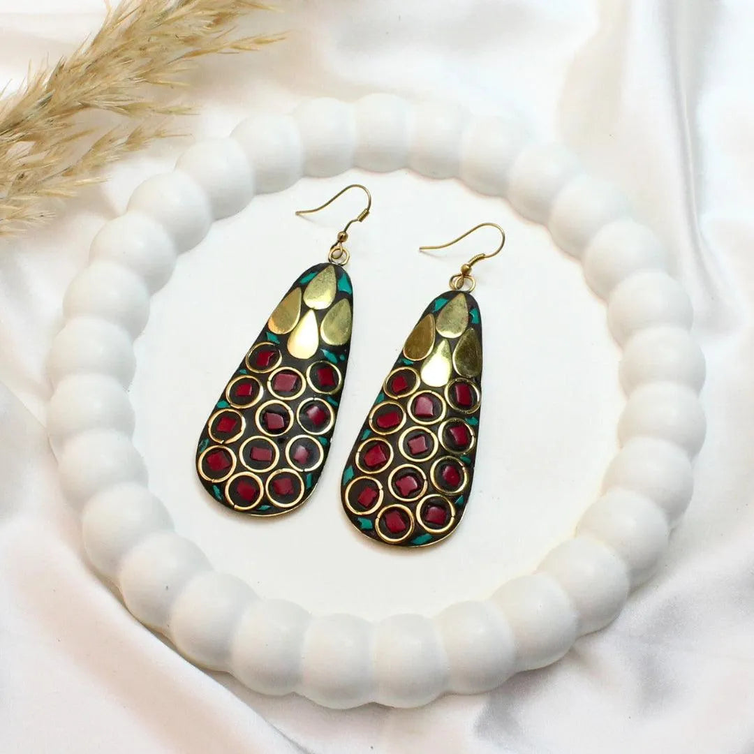 TFC Peahen Gold Plated Dangler Earrings