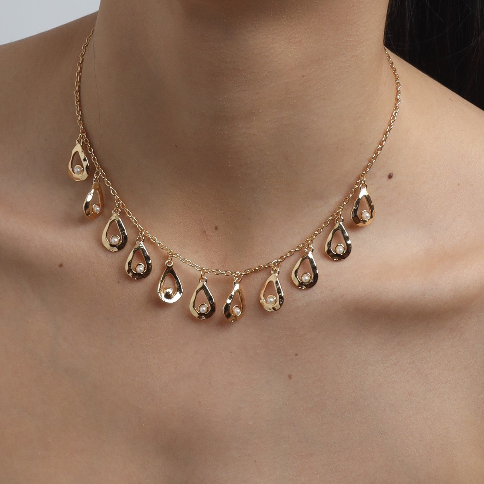 TFC Pearl Drop Gold Plated Dainty Necklace