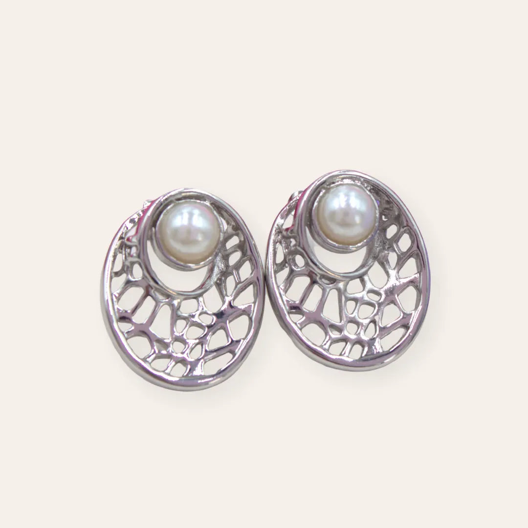 TFC Pearl Fantasia Silver Plated Stud Earrings