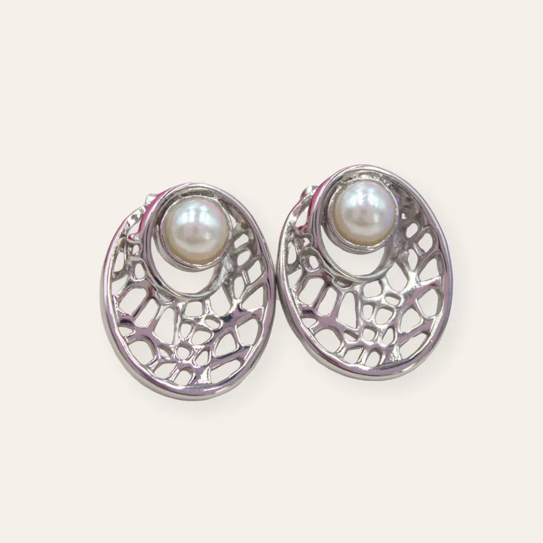 TFC Pearl Fantasia Silver Plated Stud Earrings