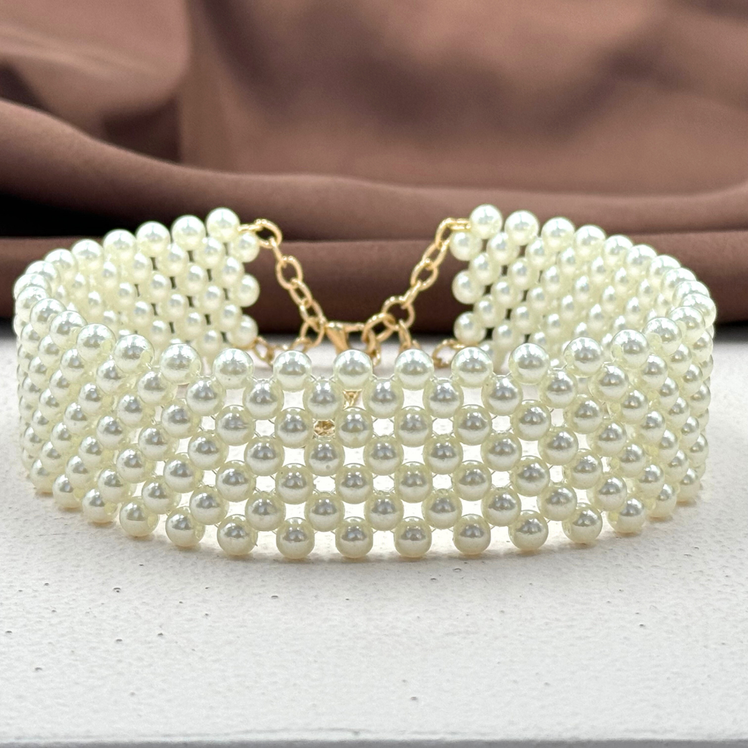 Pearl Mesh Choker Necklace