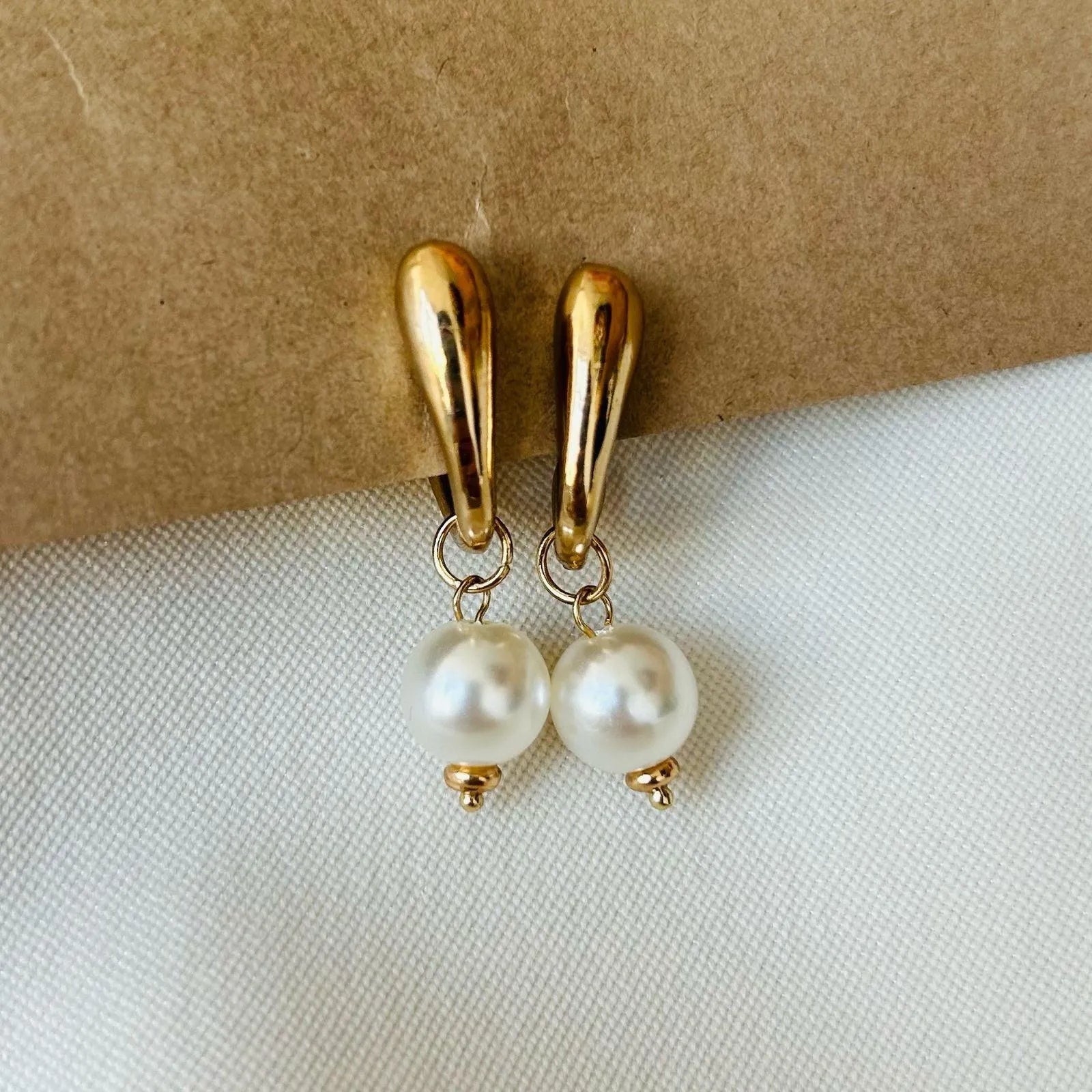 TFC Pinterest Pearl Gold Plated Dangler Earrings