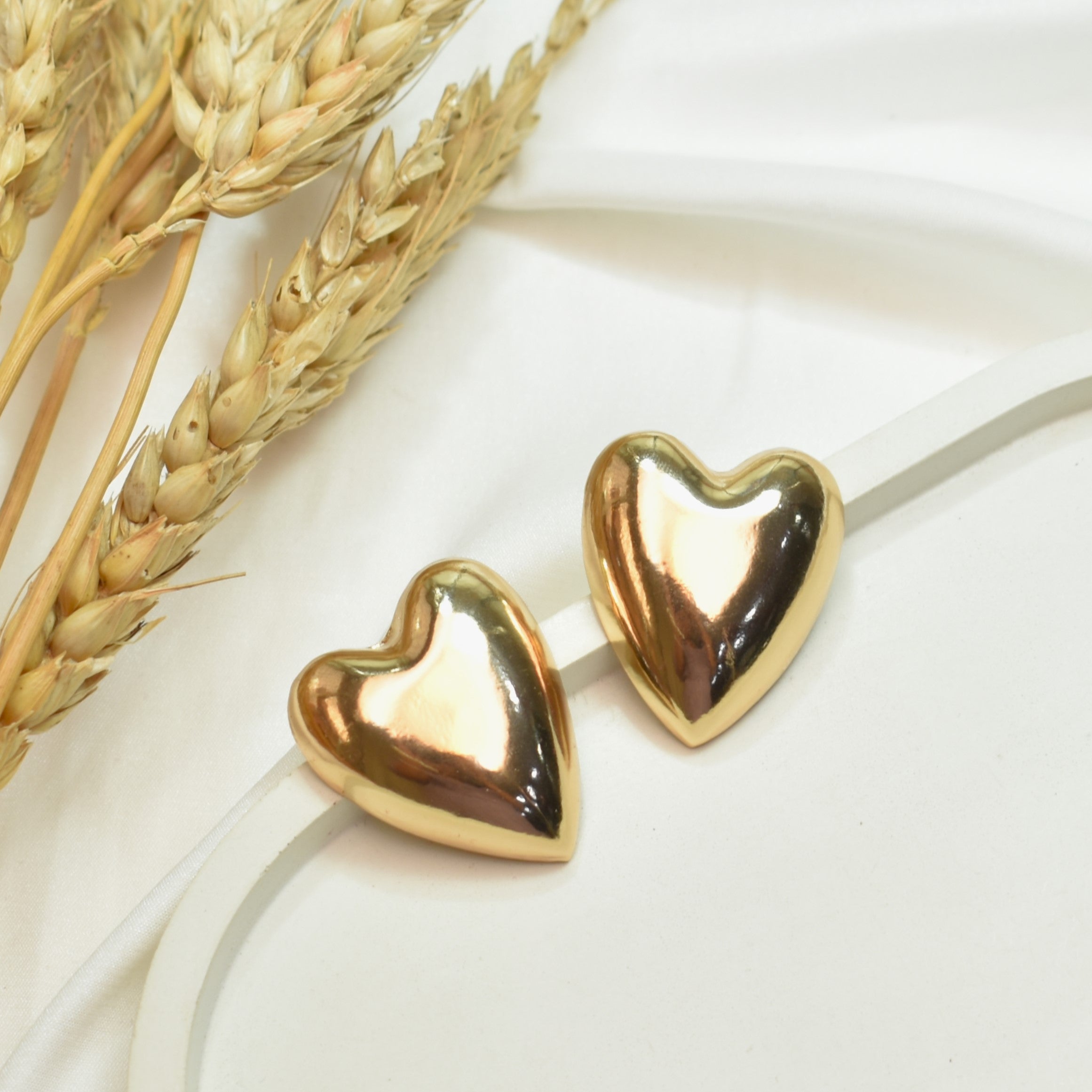 TFC Plumpy Heart Gold Plated Stud Earrings