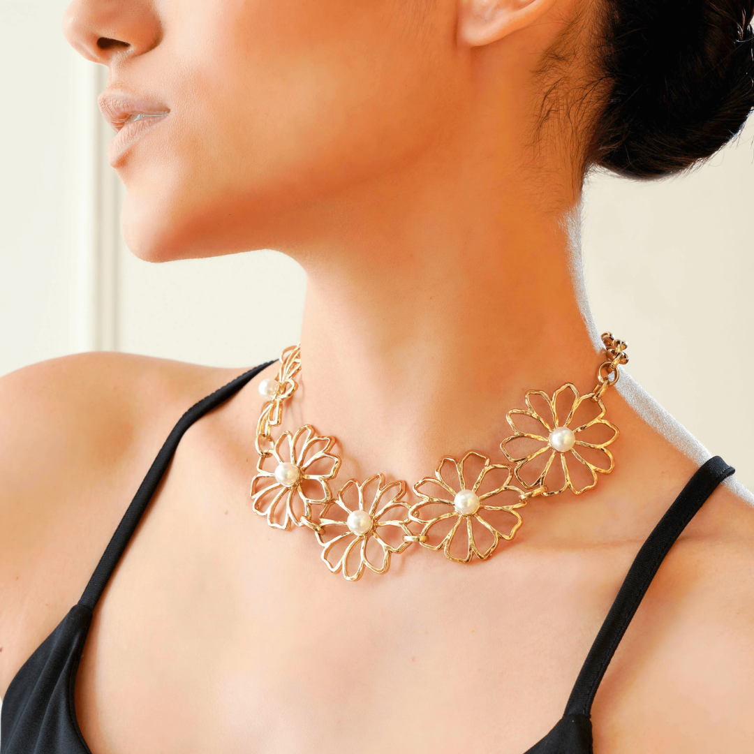 Gold Plated Petal Necklace