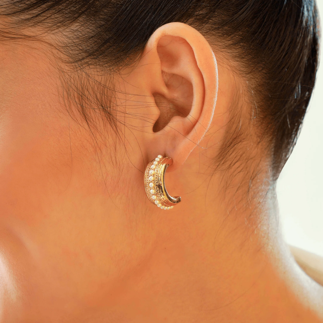 TFC Pretty Posies Gold Plated Pearl Stud Earrings