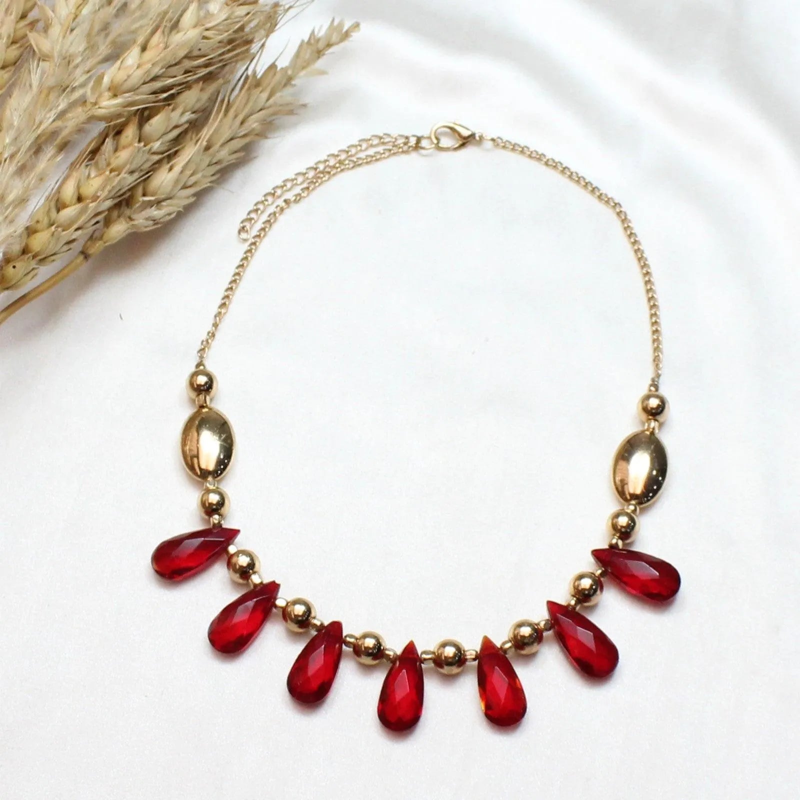 TFC Red Healing Crystal Gold Plated Necklace