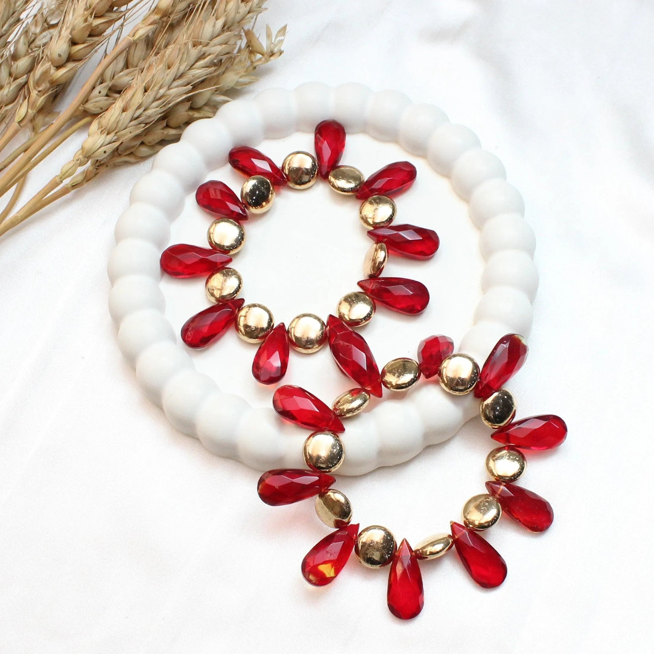 TFC Red Healing Crystal Stacked Bracelet (set of 2)