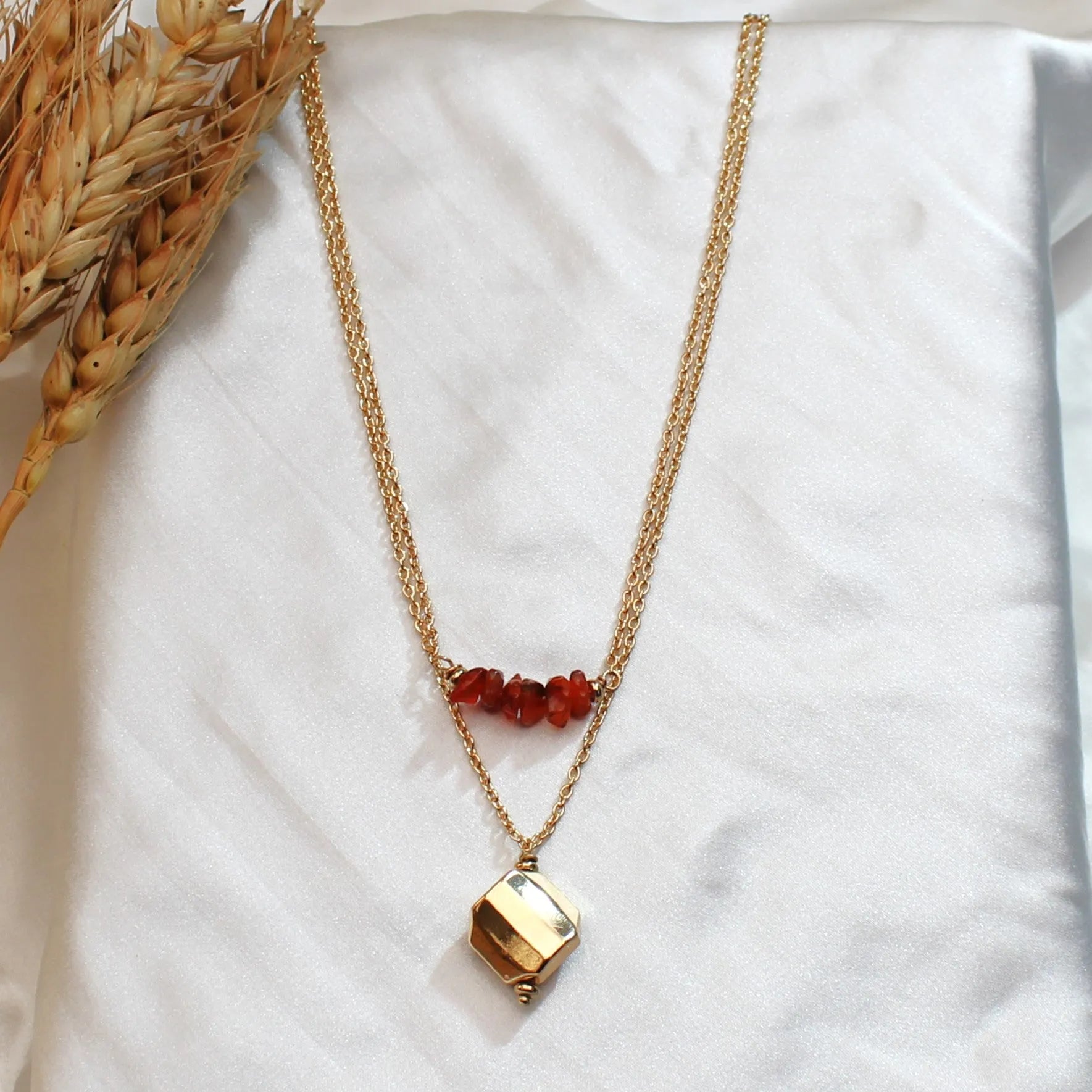 TFC Red Uncut Layered Necklace