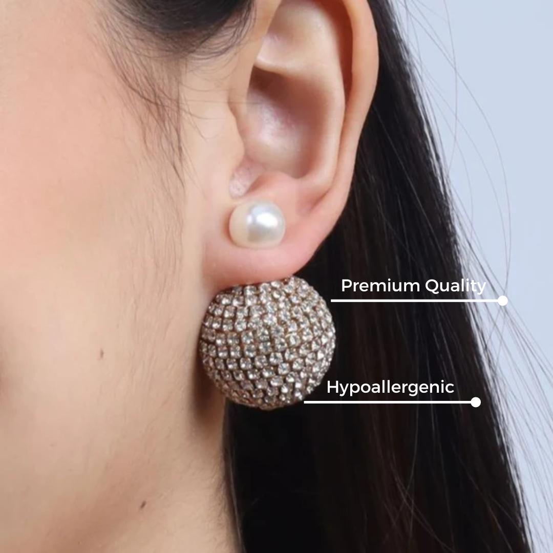 TFC Rhinestone & Pearl Festive 2 Way Stud Earrings