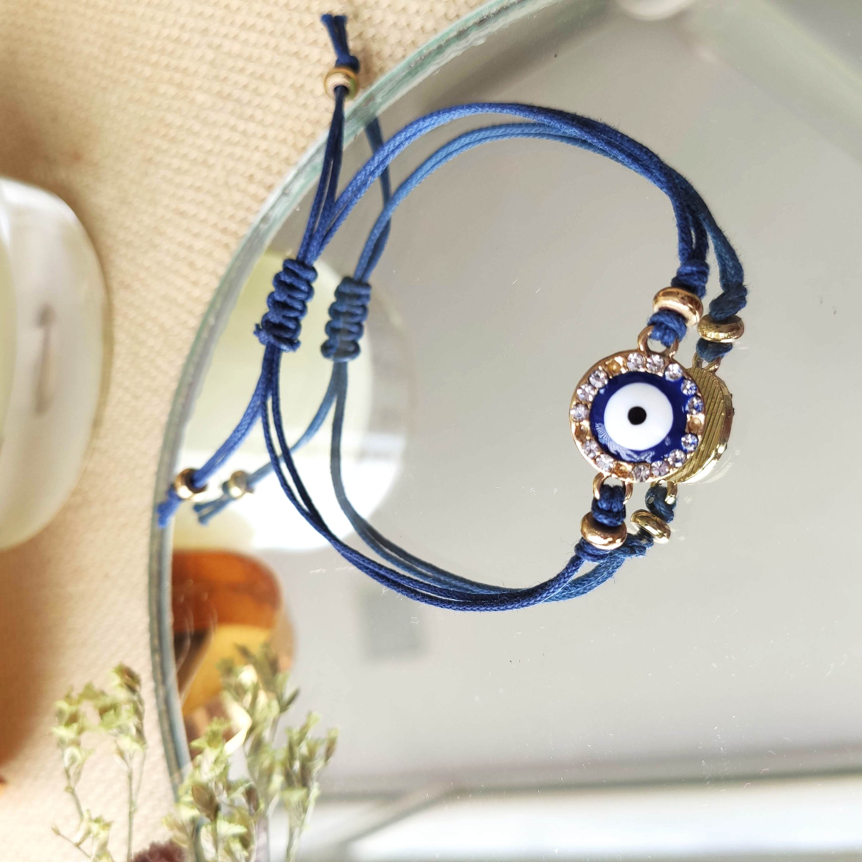 TFC Round Evil Eye Blue Adjustable Bracelet-Discover our stunning collection of stylish bracelets for women, featuring exquisite pearl bracelets, handcrafted beaded bracelets, and elegant gold-plated designs. Enjoy cheapest anti-tarnish fashion jewellery and long-lasting brilliance only at The Fun Company.