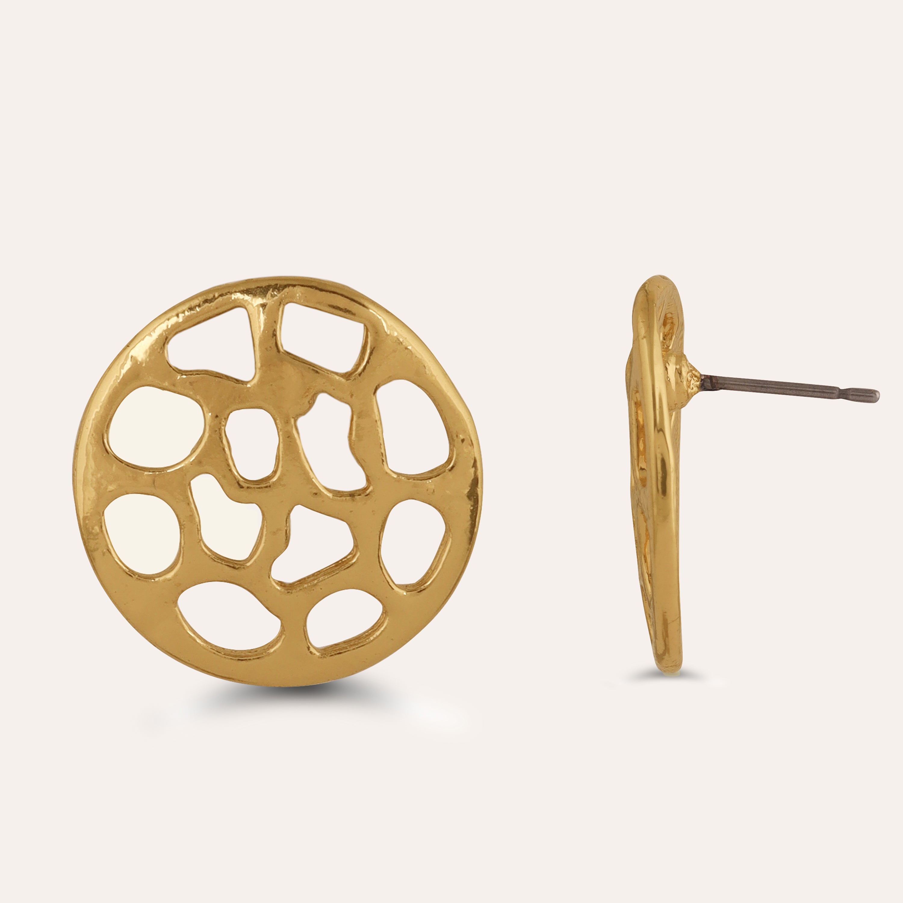 TFC Round Gold Plated Stud Earrings-Discover daily wear gold earrings including stud earrings, hoop earrings, and pearl earrings, perfect as earrings for women and earrings for girls.Find the cheapest fashion jewellery which is anti-tarnis​h only at The Fun company
