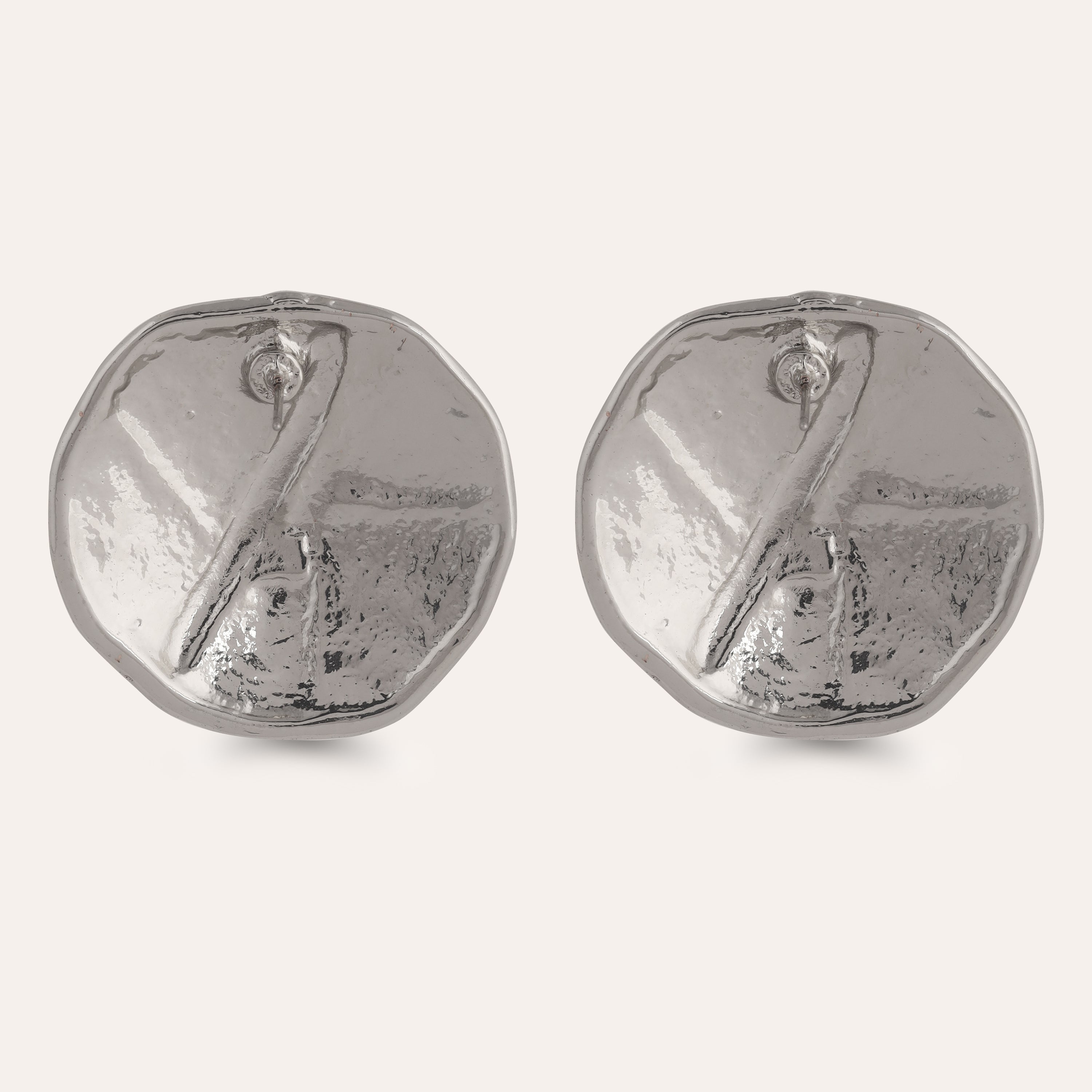 TFC Roundy Round Silver Plated Stud Earrings