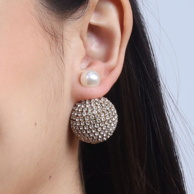 TFC Rhinestone & Pearl Festive 2 Way Stud Earrings
