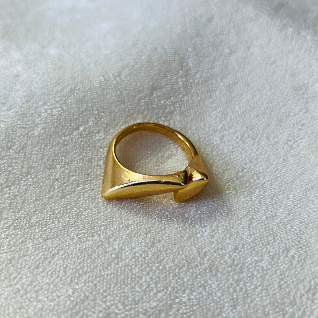 TFC Sleek Edgy 24k Gold Plated Adjustable Ring