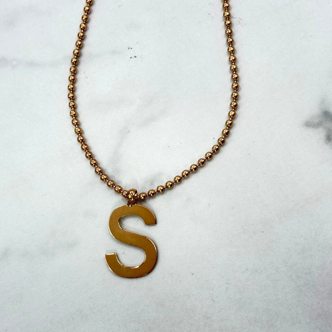 Letter Necklace with Single Diamond Bezel