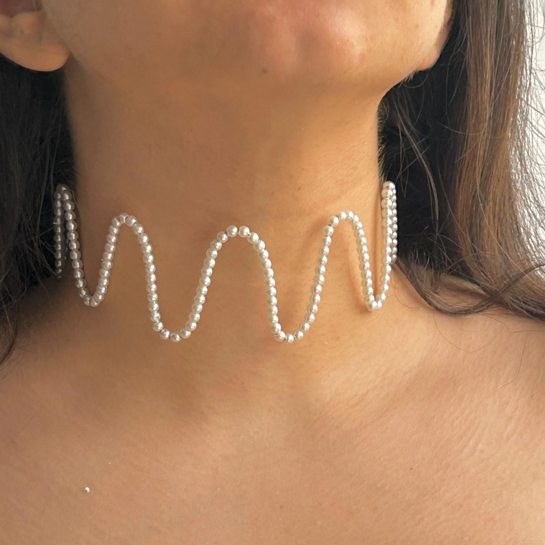 Zigzag Pearl Choker Necklace